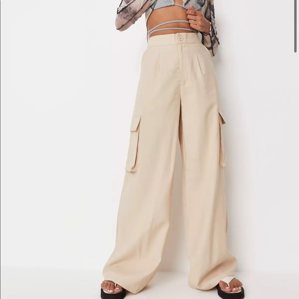 Nude wide leg trouser
